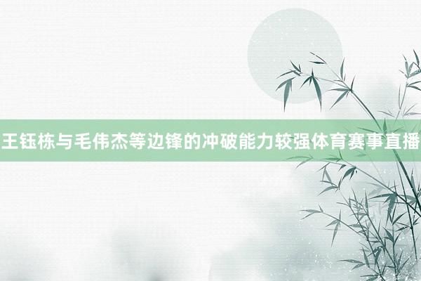 王钰栋与毛伟杰等边锋的冲破能力较强体育赛事直播