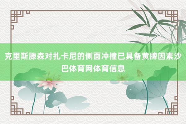 克里斯滕森对扎卡尼的侧面冲撞已具备黄牌因素沙巴体育网体育信息