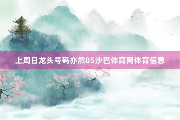 上周日龙头号码亦然05沙巴体育网体育信息