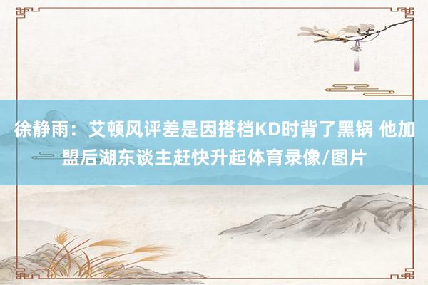 徐静雨：艾顿风评差是因搭档KD时背了黑锅 他加盟后湖东谈主赶快升起体育录像/图片