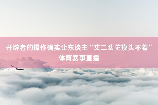 开辟者的操作确实让东谈主“丈二头陀摸头不着”体育赛事直播