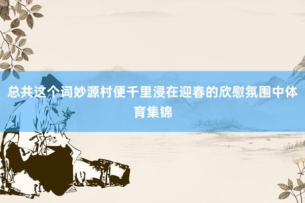 总共这个词妙源村便千里浸在迎春的欣慰氛围中体育集锦